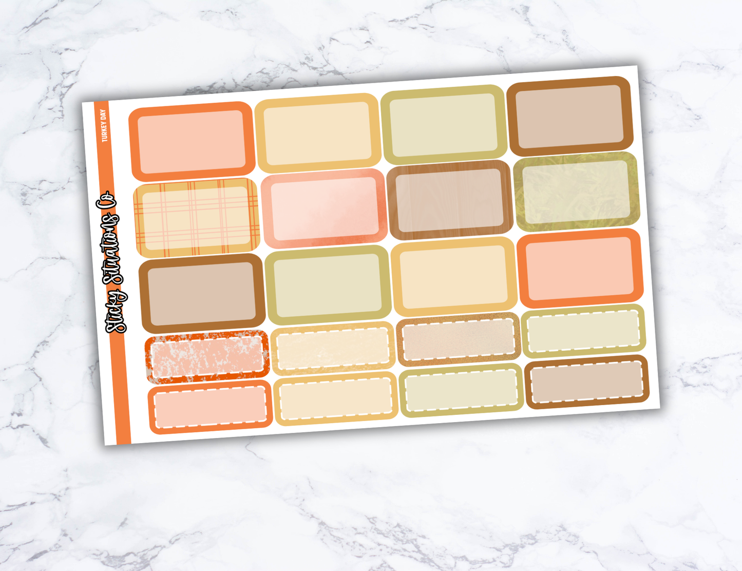 Turkey Day Mini Vertical Planner Sticker Kit – Fun and Bright Matte Stickers for Weekly Layouts | Perfect for Thanksgiving Planning