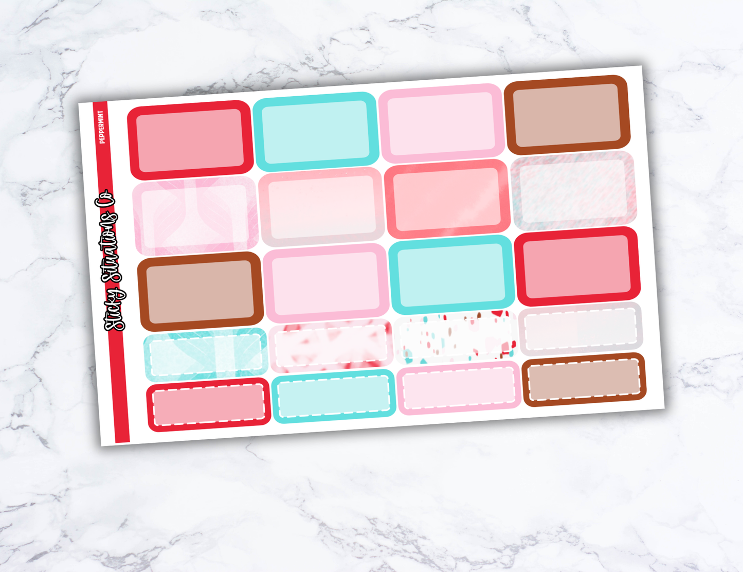 Peppermint Mini Vertical Planner Sticker Kit – Fun and Bright Matte Stickers for Weekly Layouts | Perfect for Christmas Planning