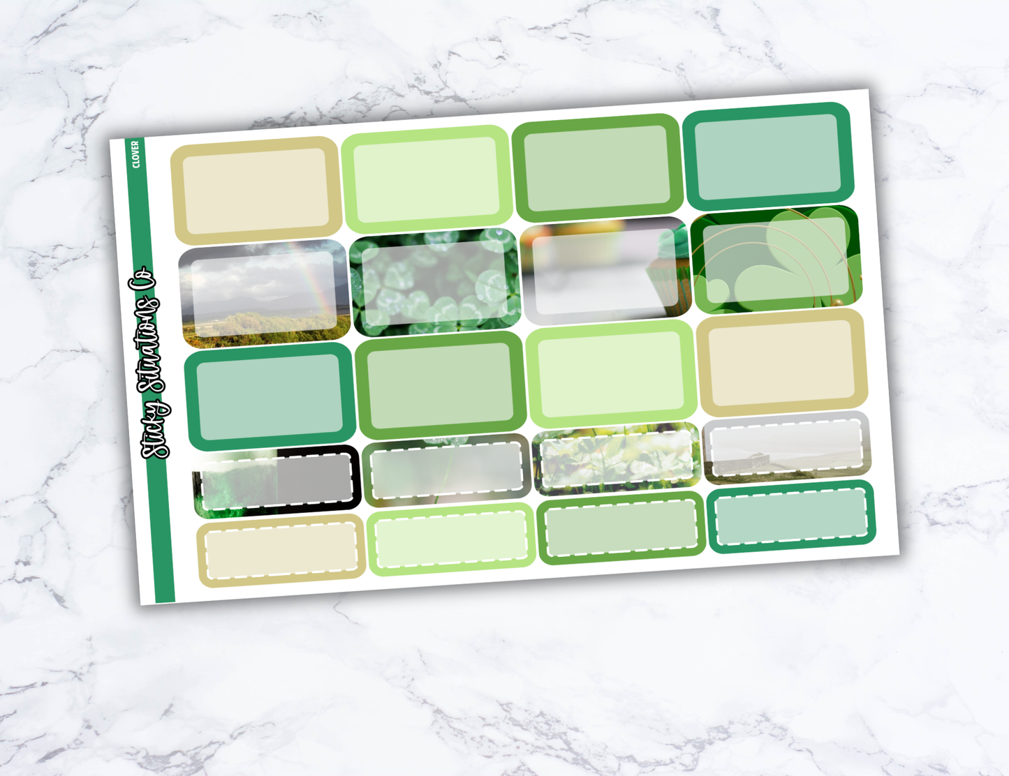 Clover Full Vertical Planner Sticker Kit – Fun and Bright Matte Stickers for Weekly Layouts | Perfect for St. Patrick's Day Planning