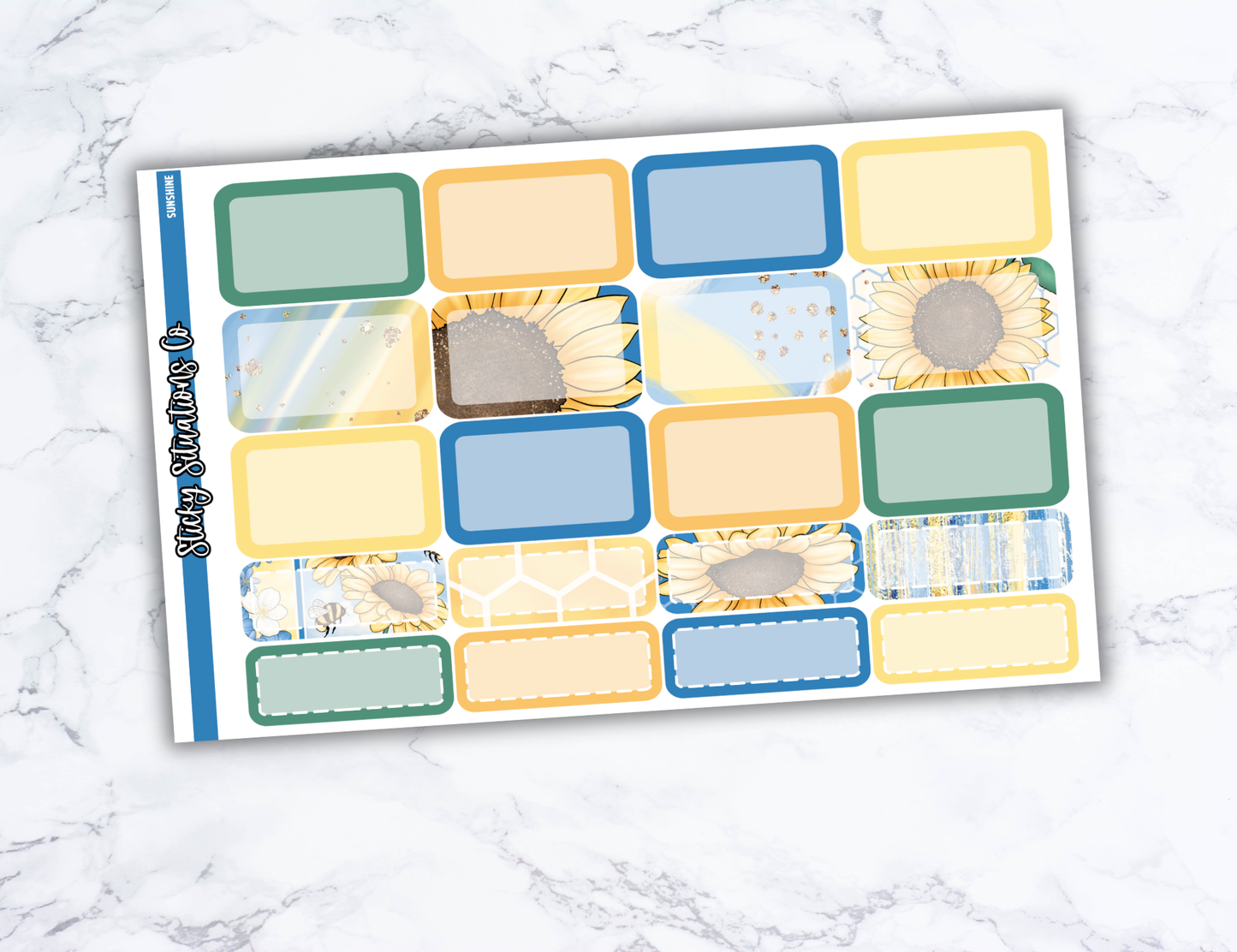 Sunshine Mini Vertical Planner Sticker Kit – Fun and Bright Matte Stickers for Weekly Layouts | Perfect for Summer Planning