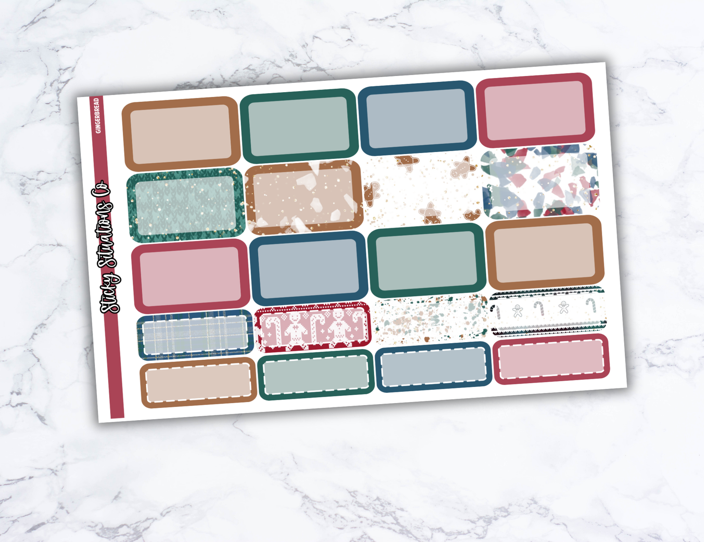 Gingerbread Mini Vertical Planner Sticker Kit – Cozy & Cool Matte Stickers for Weekly Layouts | Perfect for Christmas Planning