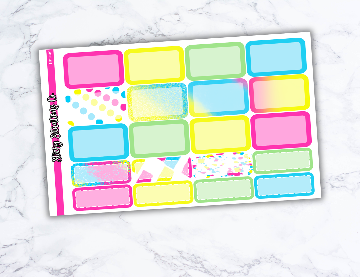 Birthday Full Vertical Planner Sticker Kit – Fun and Bright Matte Stickers for Weekly Layouts | Perfect for Birthday Planning