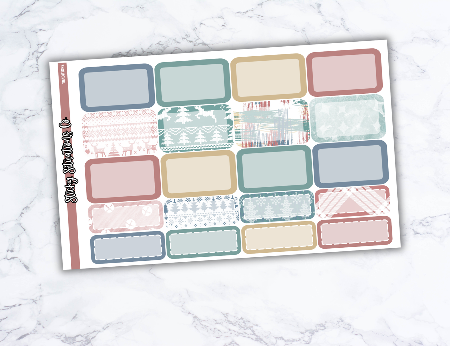 Traditions Mini Vertical Planner Sticker Kit – Fun and Bright Matte Stickers for Weekly Layouts | Perfect for Christmas Planning