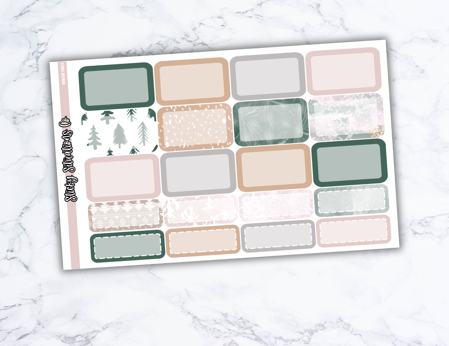 Winter Vibes Mini Vertical Planner Sticker Kit – Fun and Bright Matte Stickers for Weekly Layouts | Perfect for Winter Planning