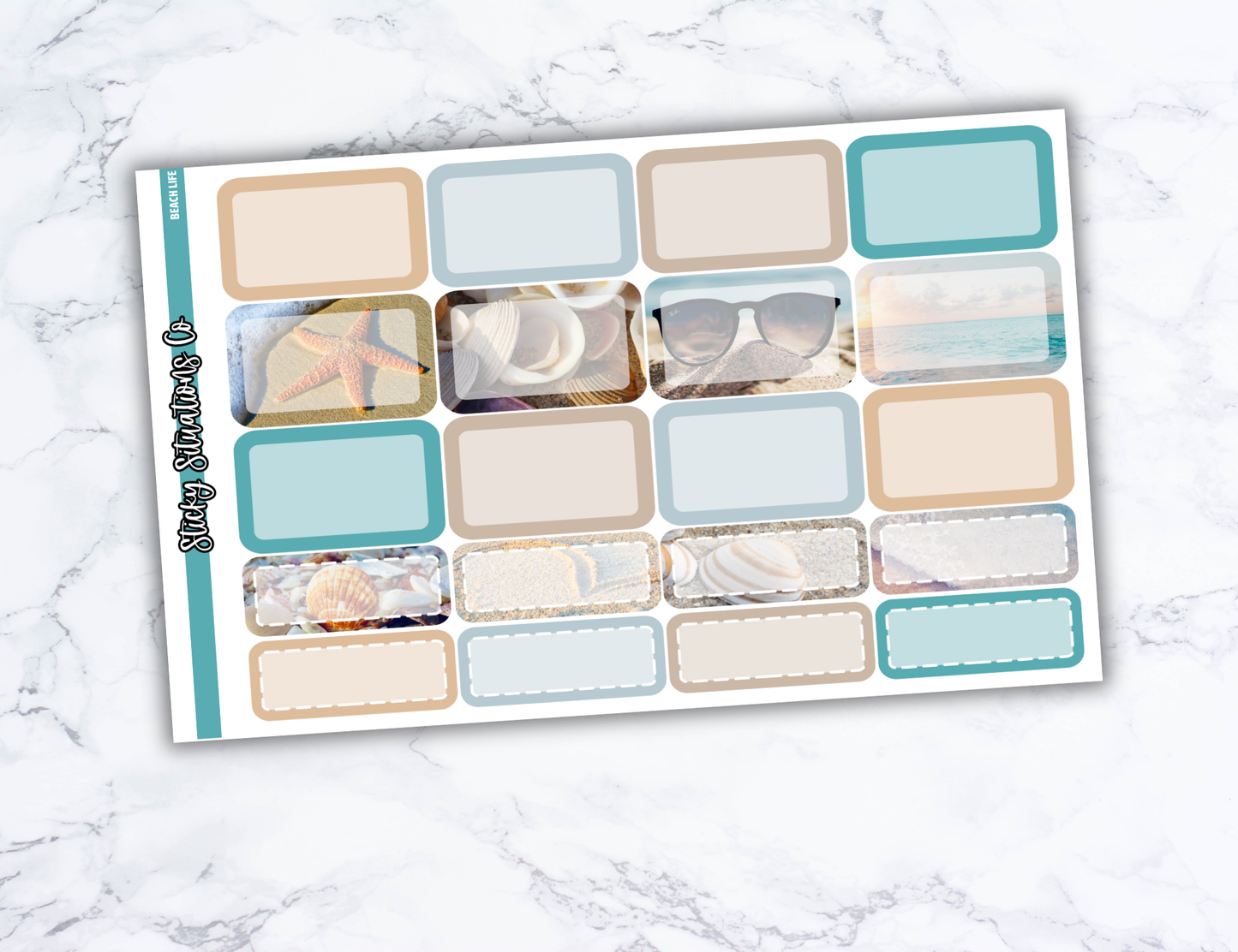 Beach Life Mini Vertical Planner Sticker Kit – Fun and Bright Matte Stickers for Weekly Layouts | Perfect for Summer Planning