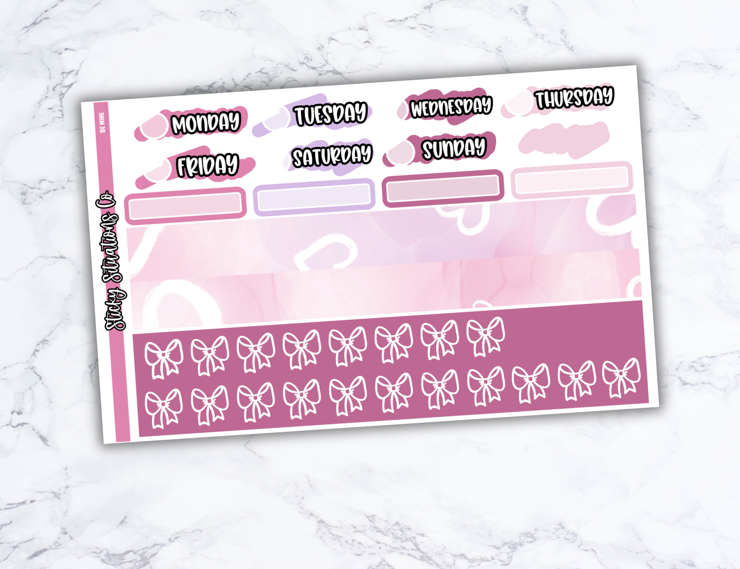 Be Mine Full Vertical Planner Sticker Kit – Fun and Bright Matte Stickers for Weekly Layouts | Perfect for Valentine's Day Planning