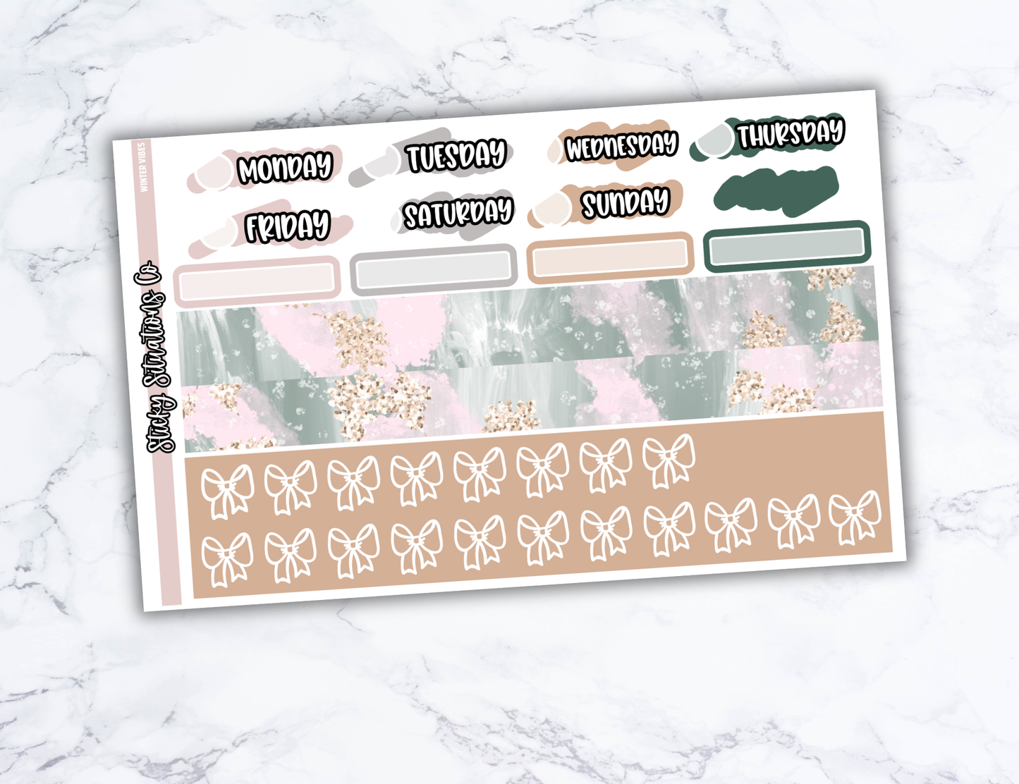 Winter Vibes Mini Vertical Planner Sticker Kit – Fun and Bright Matte Stickers for Weekly Layouts | Perfect for Winter Planning