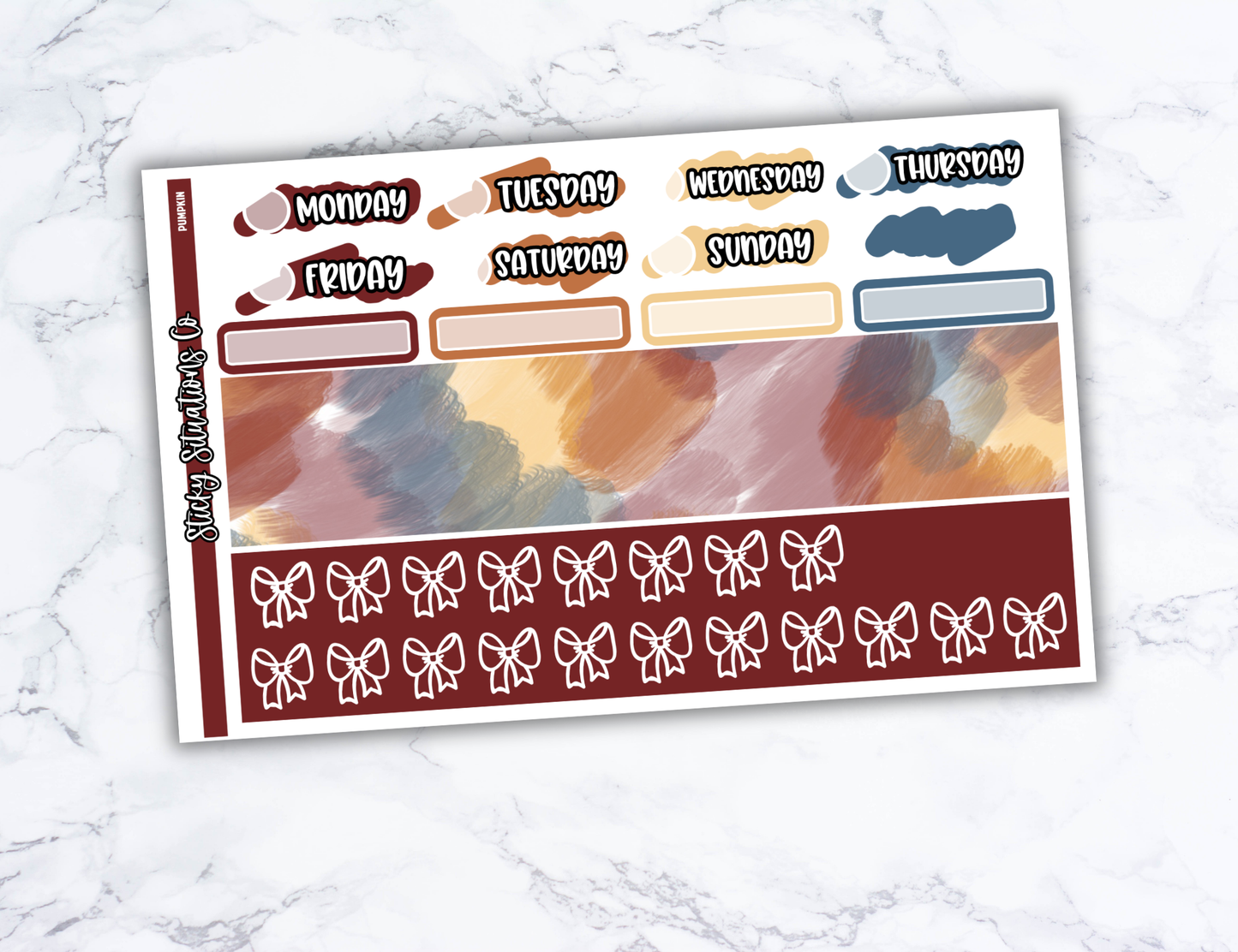 Pumpkin Mini Vertical Planner Sticker Kit – Fun and Bright Matte Stickers for Weekly Layouts | Perfect for Fall Planning