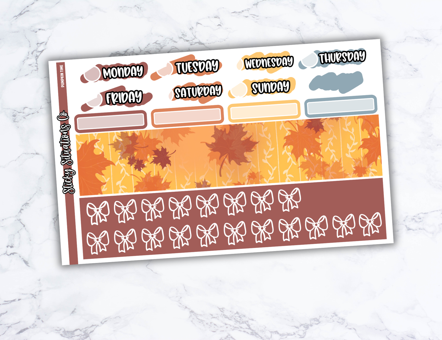 Pumpkin Time Full Vertical Planner Sticker Kit – Fun and Bright Matte Stickers for Weekly Layouts | Perfect for Fall Planning