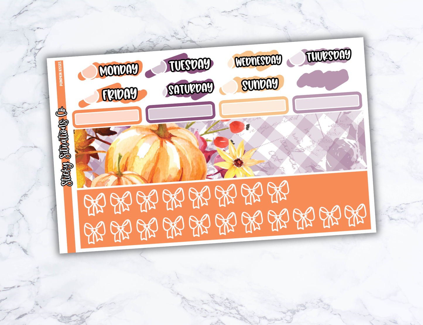 Pumpkin Kisses Full Vertical Planner Sticker Kit – Fun and Bright Matte Stickers for Weekly Layouts | Perfect for Fall Planning