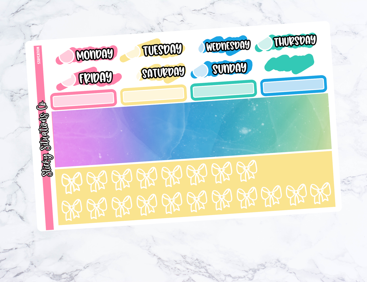 Staycation Mini Vertical Planner Sticker Kit – Fun and Bright Matte Stickers for Weekly Layouts | Perfect for Every Day Planning