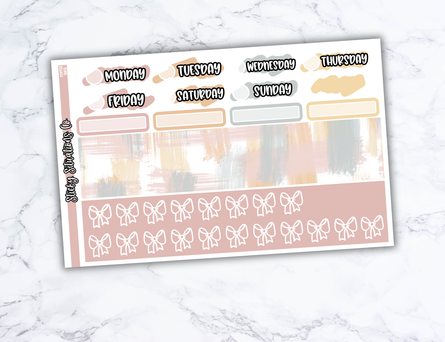 Coffee Date Full Vertical Planner Sticker Kit – Fun and Bright Matte Stickers for Weekly Layouts | Perfect for Every Day Planning