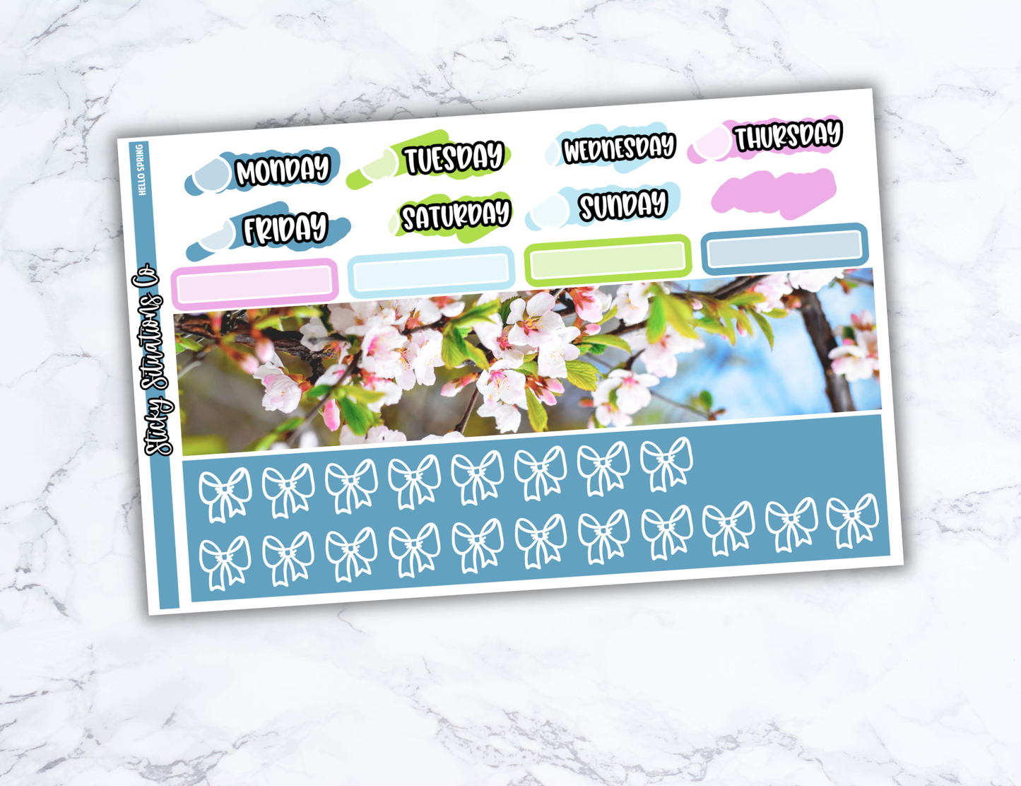 Hello Spring Full Vertical Planner Sticker Kit – Fun and Bright Matte Stickers for Weekly Layouts | Perfect for Spring Planning