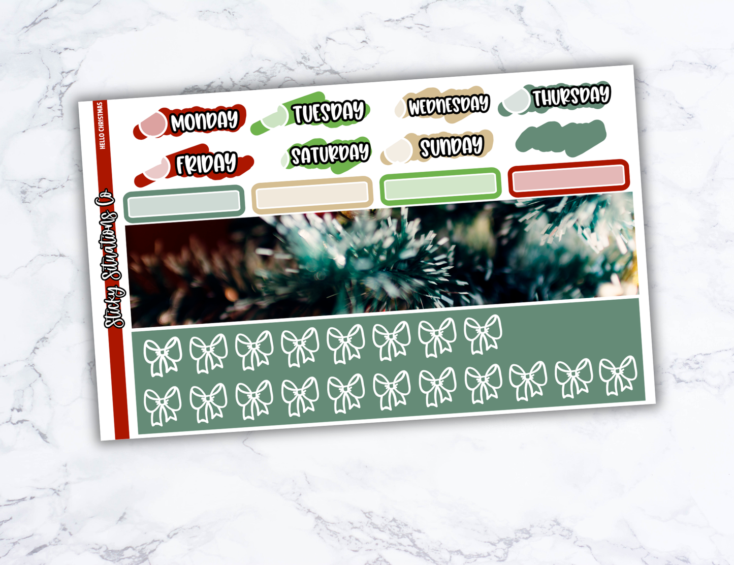 Hello Christmas Full Vertical Planner Sticker Kit – Fun and Bright Matte Stickers for Weekly Layouts | Perfect for Christmas Planning