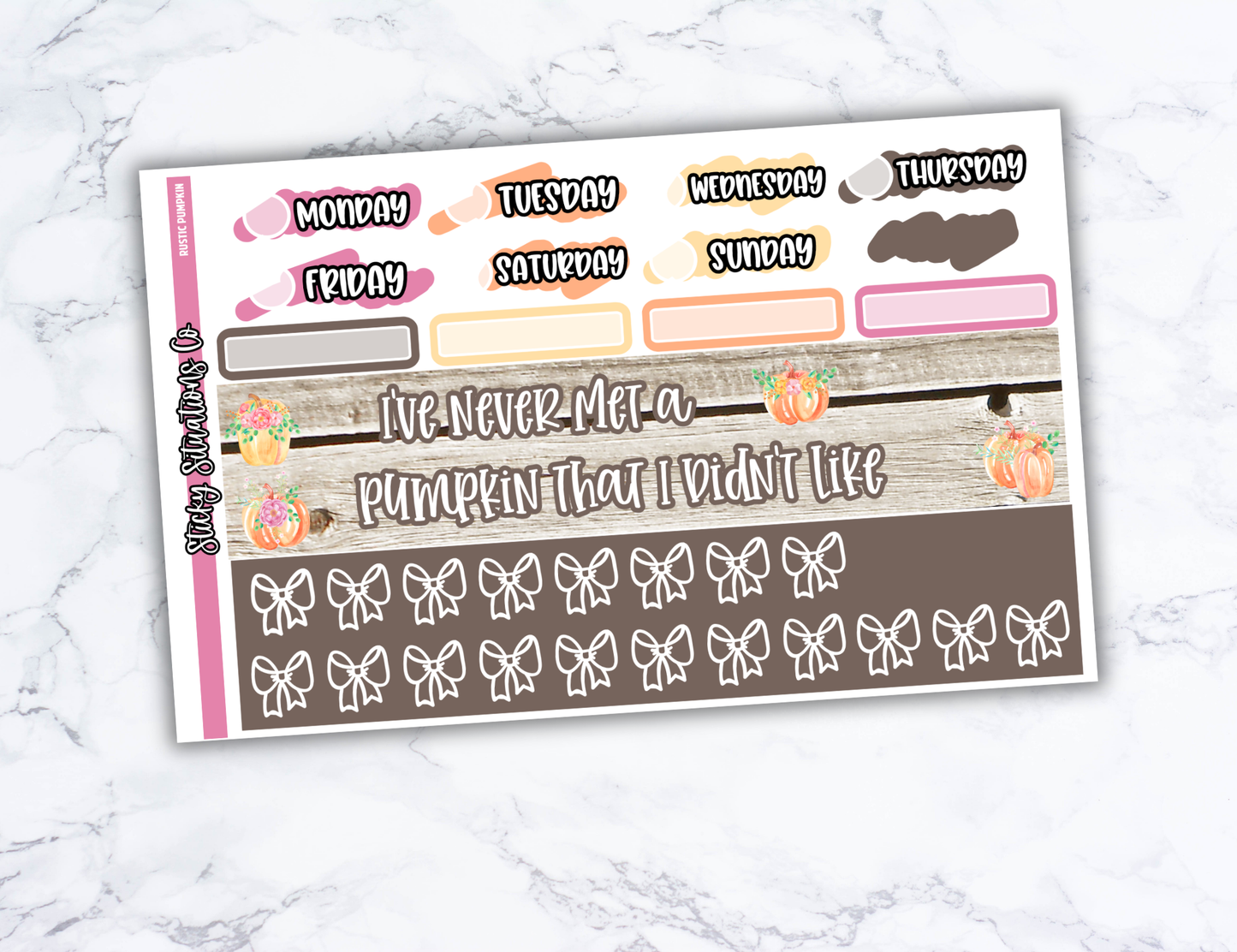 Rustic Pumpkin Mini Vertical Planner Sticker Kit – Fun and Bright Matte Stickers for Weekly Layouts | Perfect for Fall Planning