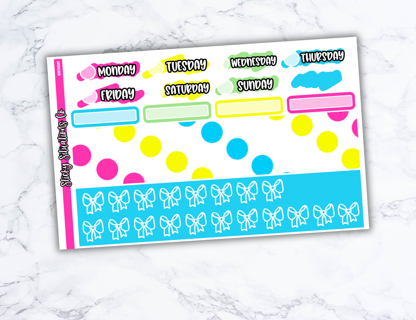 Birthday Full Vertical Planner Sticker Kit – Fun and Bright Matte Stickers for Weekly Layouts | Perfect for Birthday Planning