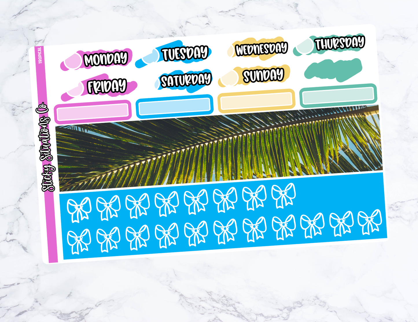 Tropical Mini Vertical Planner Sticker Kit – Fun and Bright Matte Stickers for Weekly Layouts | Perfect for Summer Planning