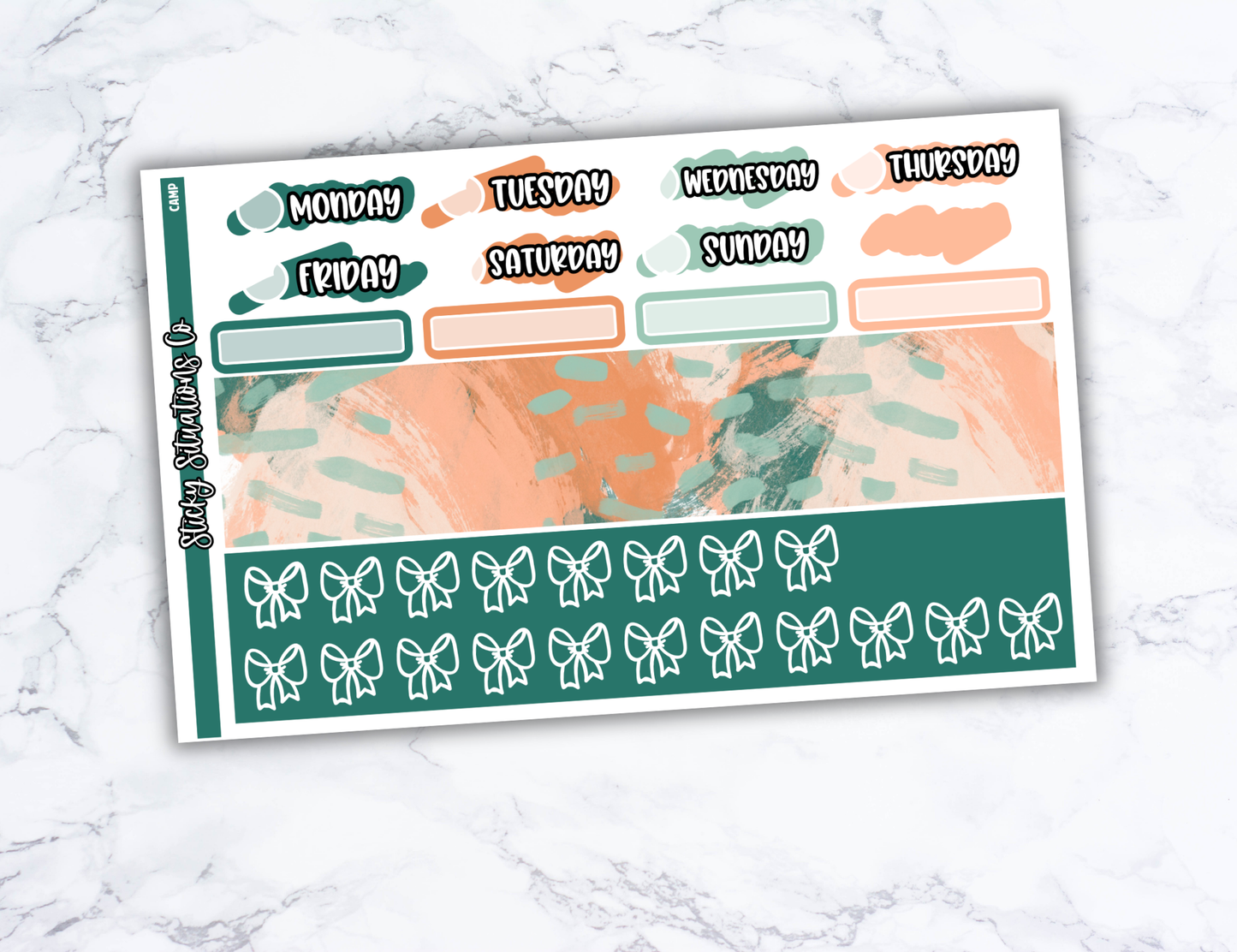 Camp Mini Vertical Planner Sticker Kit – Fun and Bright Matte Stickers for Weekly Layouts | Perfect for Summer Planning