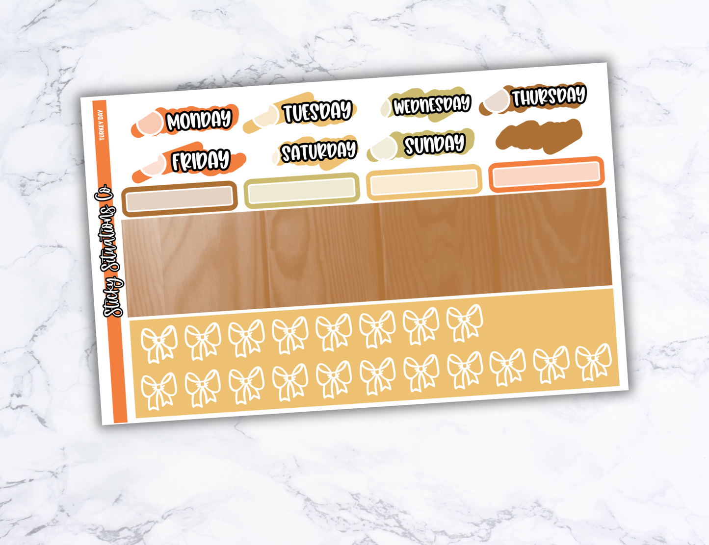 Turkey Day Mini Vertical Planner Sticker Kit – Fun and Bright Matte Stickers for Weekly Layouts | Perfect for Thanksgiving Planning