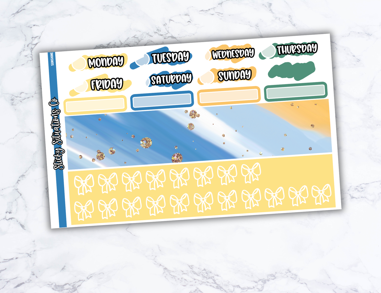 Sunshine Mini Vertical Planner Sticker Kit – Fun and Bright Matte Stickers for Weekly Layouts | Perfect for Summer Planning