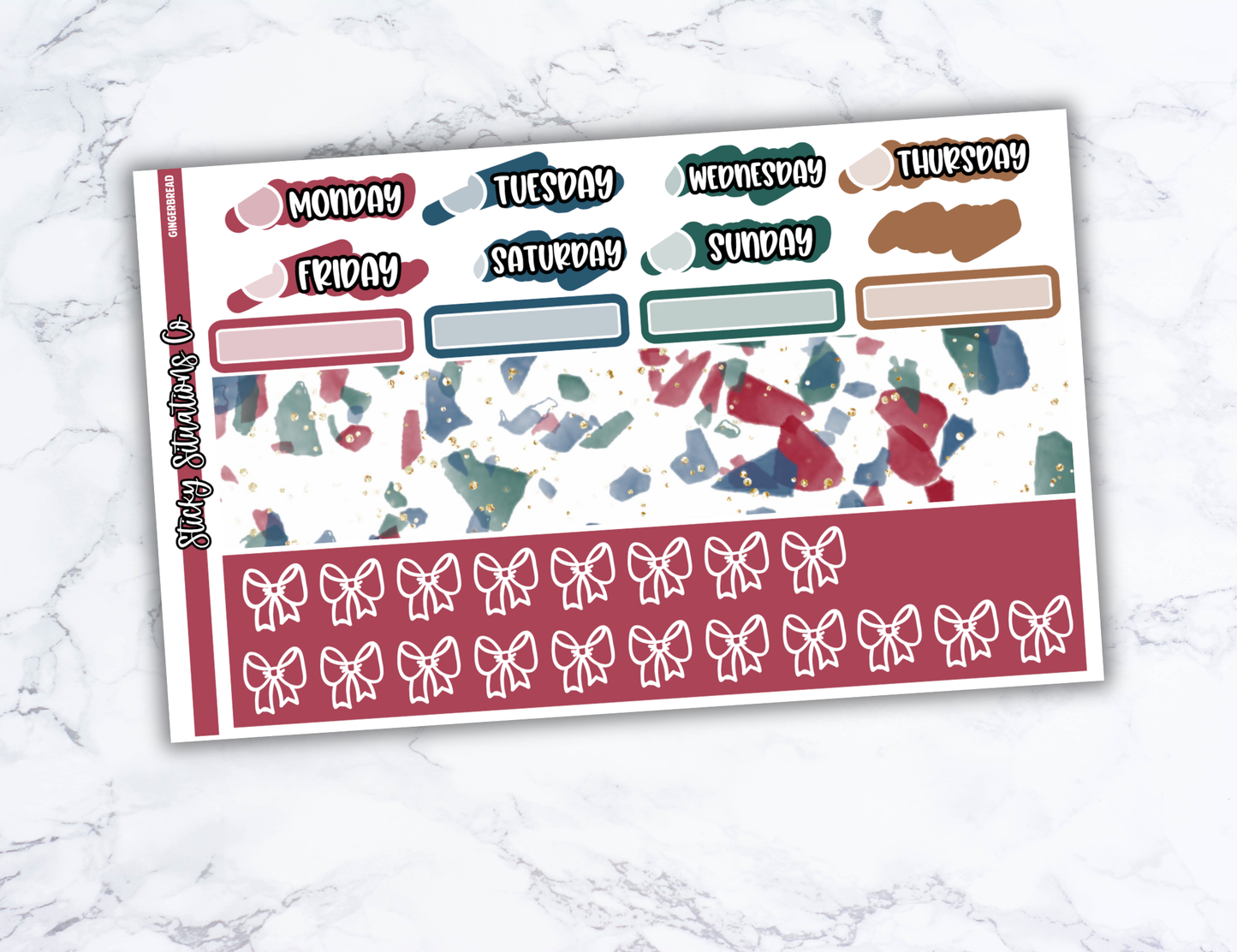 Gingerbread Mini Vertical Planner Sticker Kit – Cozy & Cool Matte Stickers for Weekly Layouts | Perfect for Christmas Planning