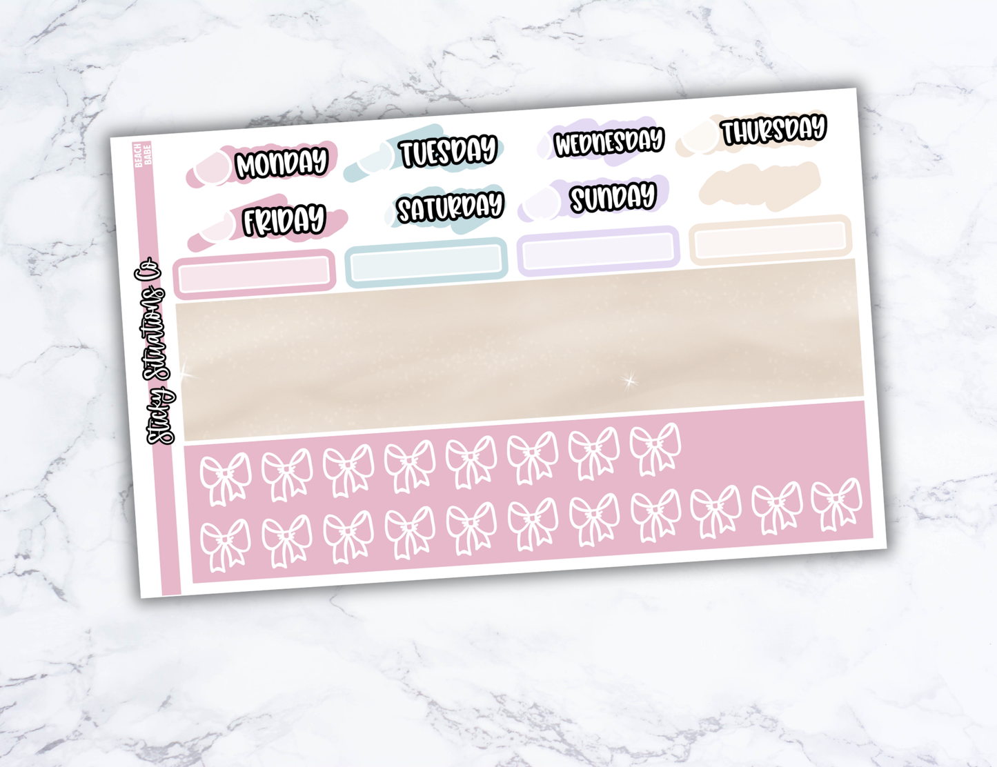 Beach Babe Mini Vertical Planner Sticker Kit – Fun and Bright Matte Stickers for Weekly Layouts | Perfect for Summer Planning