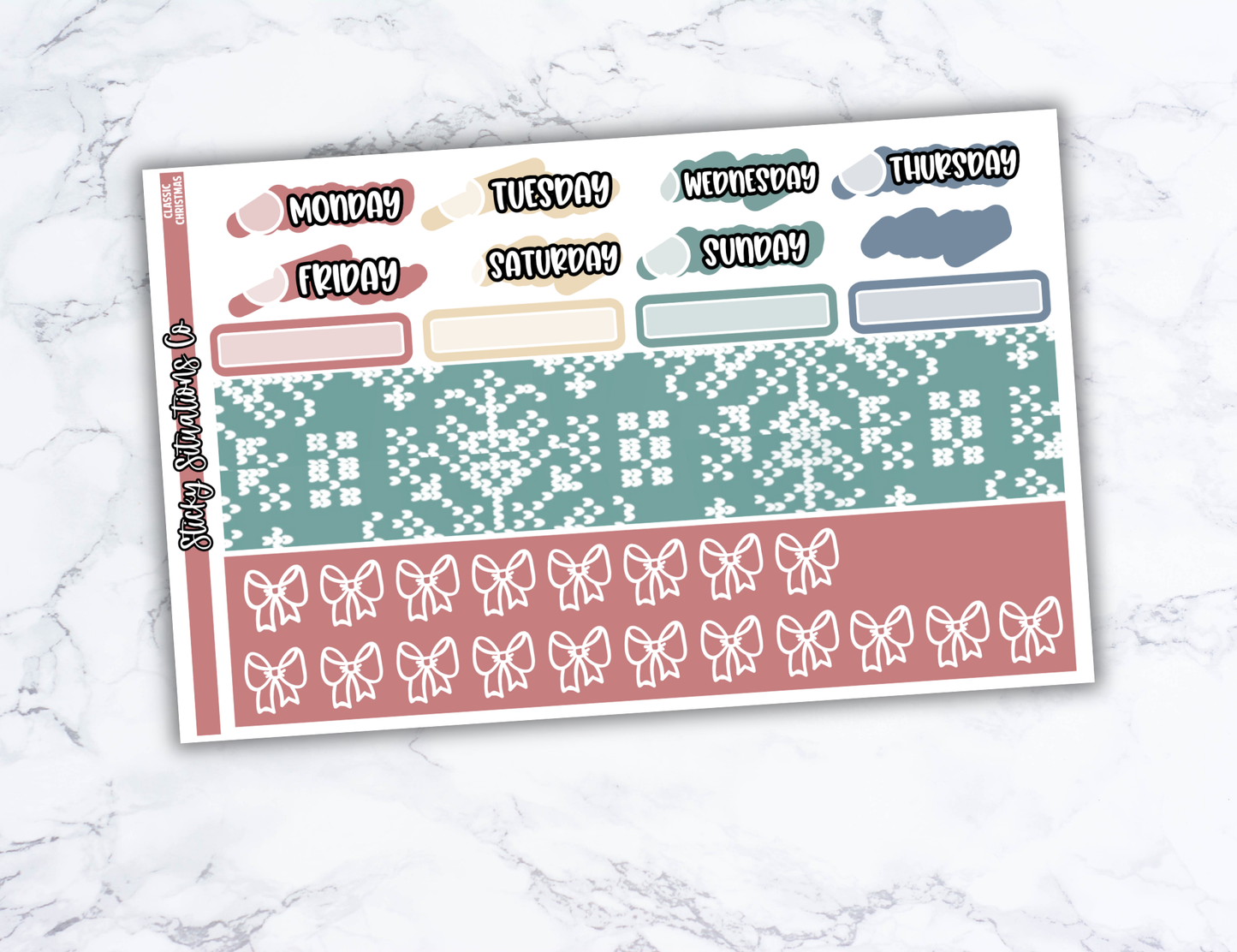 Classic Christmas Full Vertical Planner Sticker Kit – Fun and Bright Matte Stickers for Weekly Layouts | Perfect for Christmas Planning