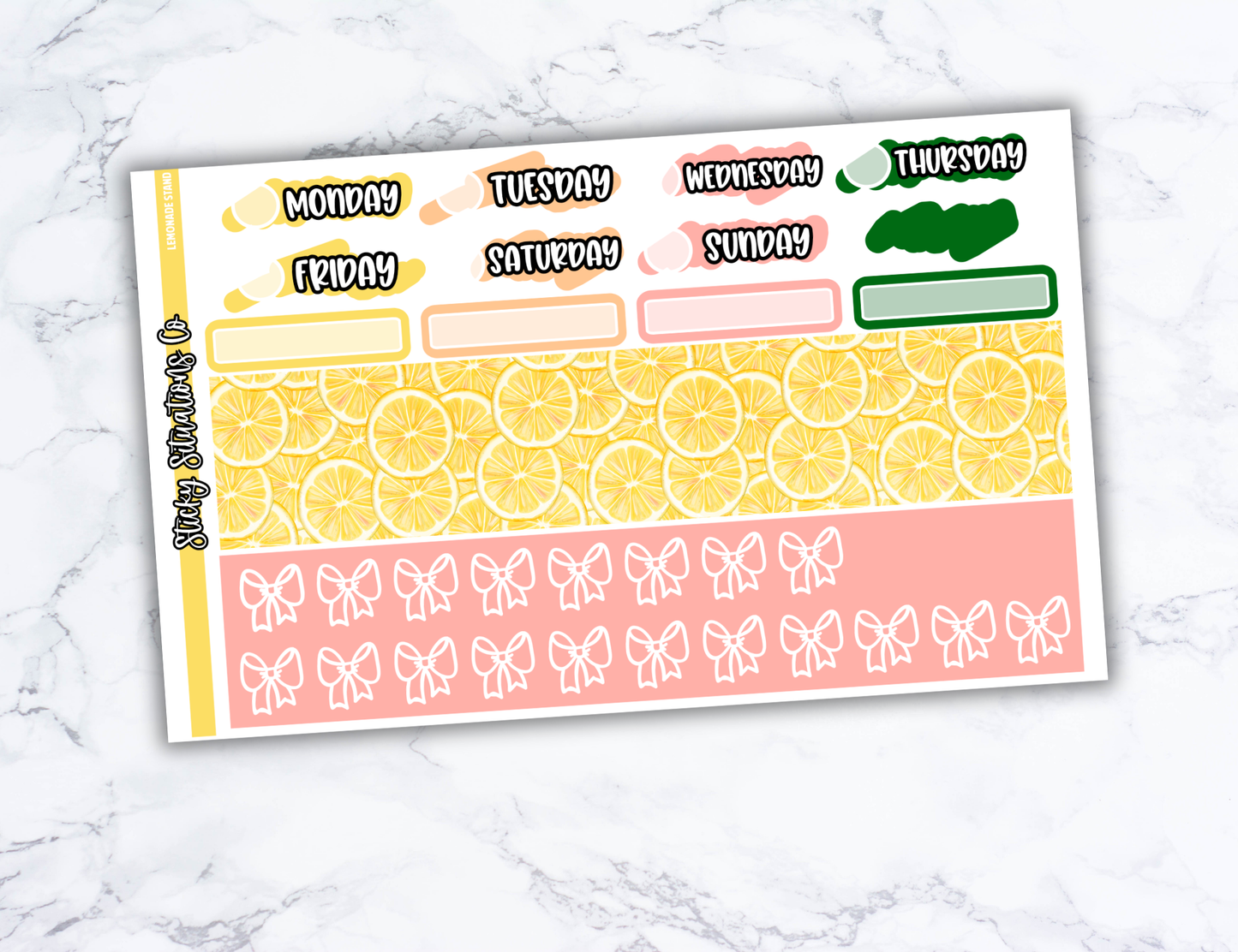 Lemonade Stand Mini Vertical Planner Sticker Kit – Fun and Bright Matte Stickers for Weekly Layouts | Perfect for Summer Planning