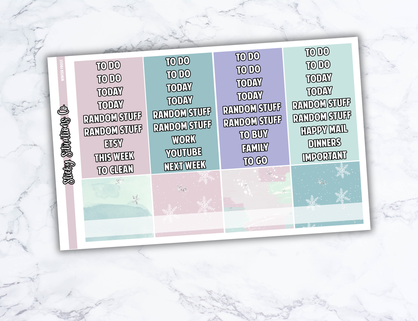 Winter Frost Full Vertical Planner Sticker Kit – Cozy & Cool Matte Stickers for Weekly Layouts | Perfect for Winter Planning