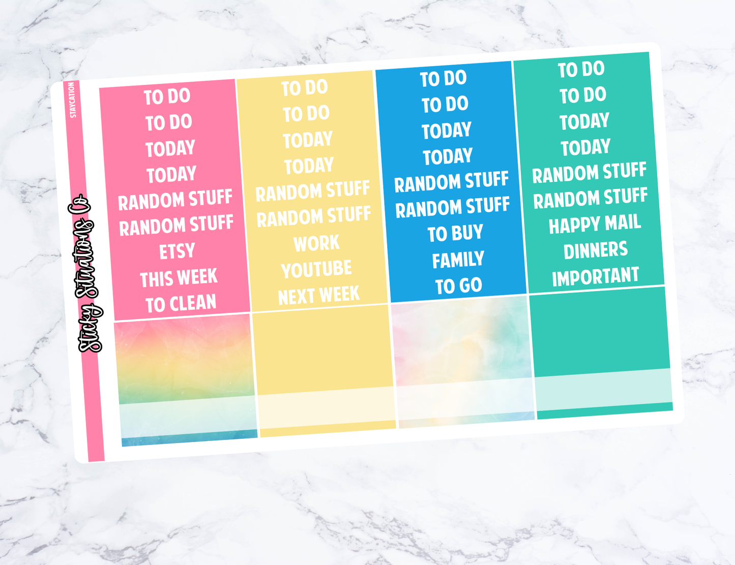 Staycation Full Vertical Planner Sticker Kit – Fun and Bright Matte Stickers for Weekly Layouts | Perfect for Every Day Planning