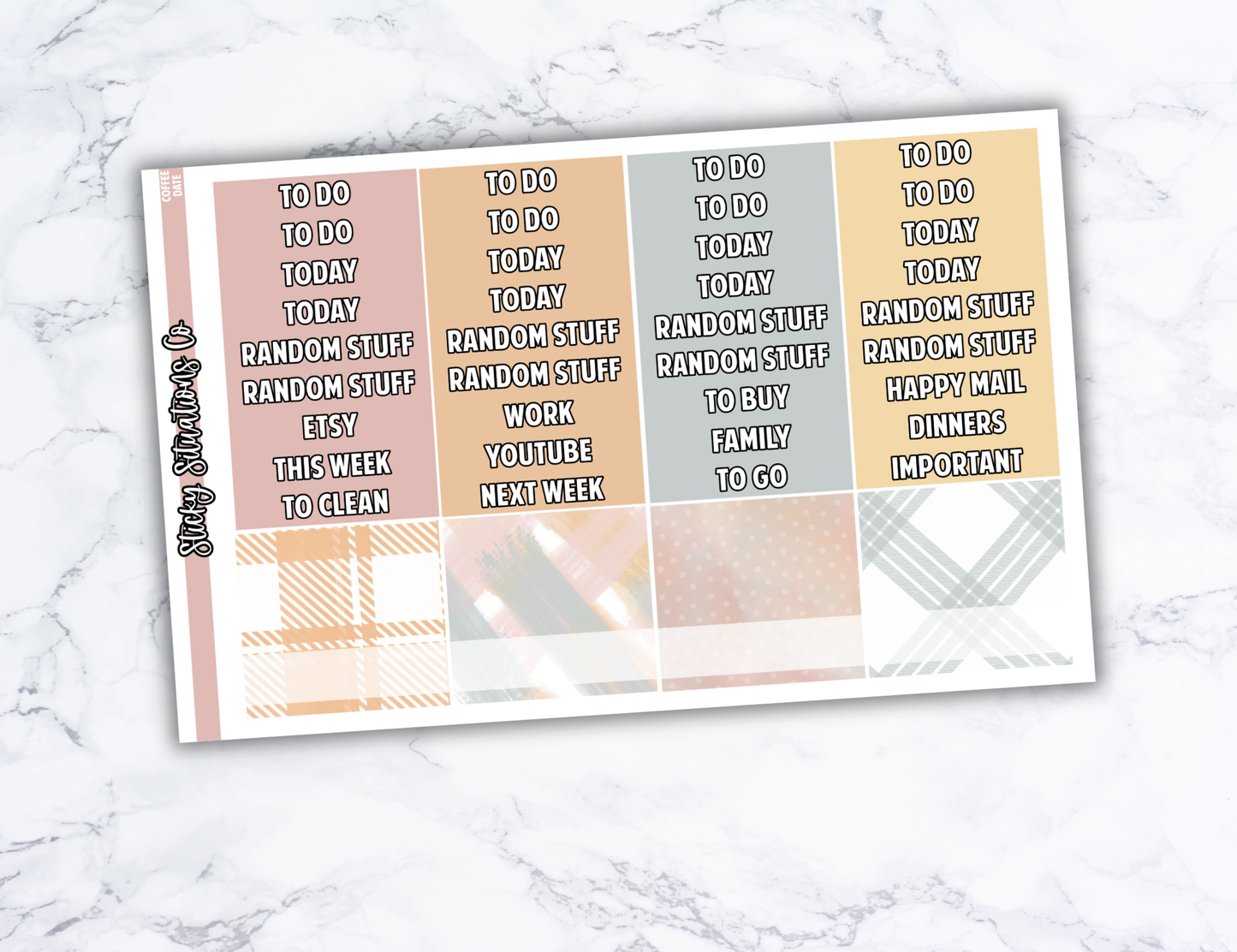 Coffee Date Full Vertical Planner Sticker Kit – Fun and Bright Matte Stickers for Weekly Layouts | Perfect for Every Day Planning