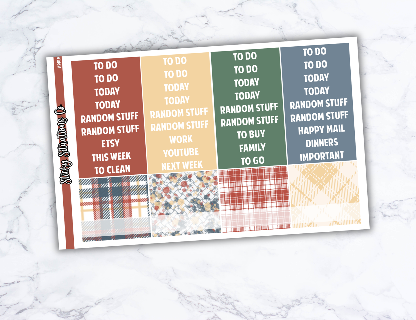 Apple Full Vertical Planner Sticker Kit – Fun and Bright Matte Stickers for Weekly Layouts | Perfect for Fall Planning