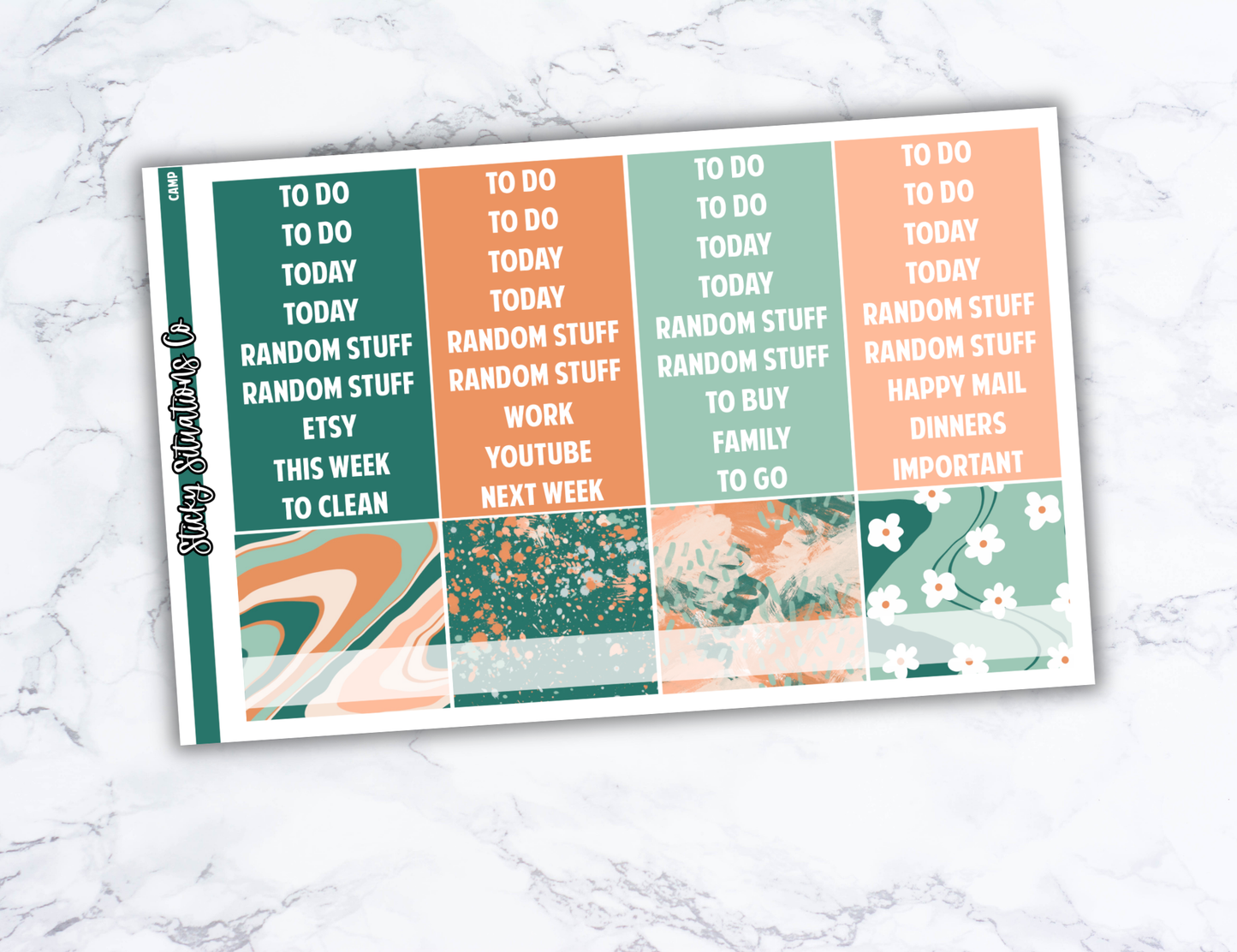 Camp Full Vertical Planner Sticker Kit – Fun and Bright Matte Stickers for Weekly Layouts | Perfect for Summer Planning