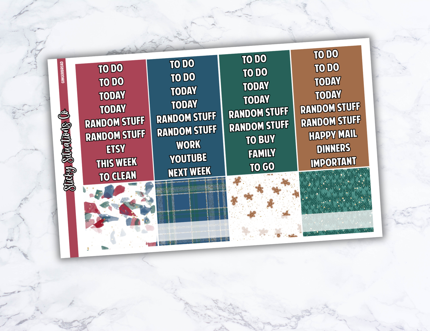 Gingerbread Full Vertical Planner Sticker Kit – Cozy & Cool Matte Stickers for Weekly Layouts | Perfect for Christmas Planning