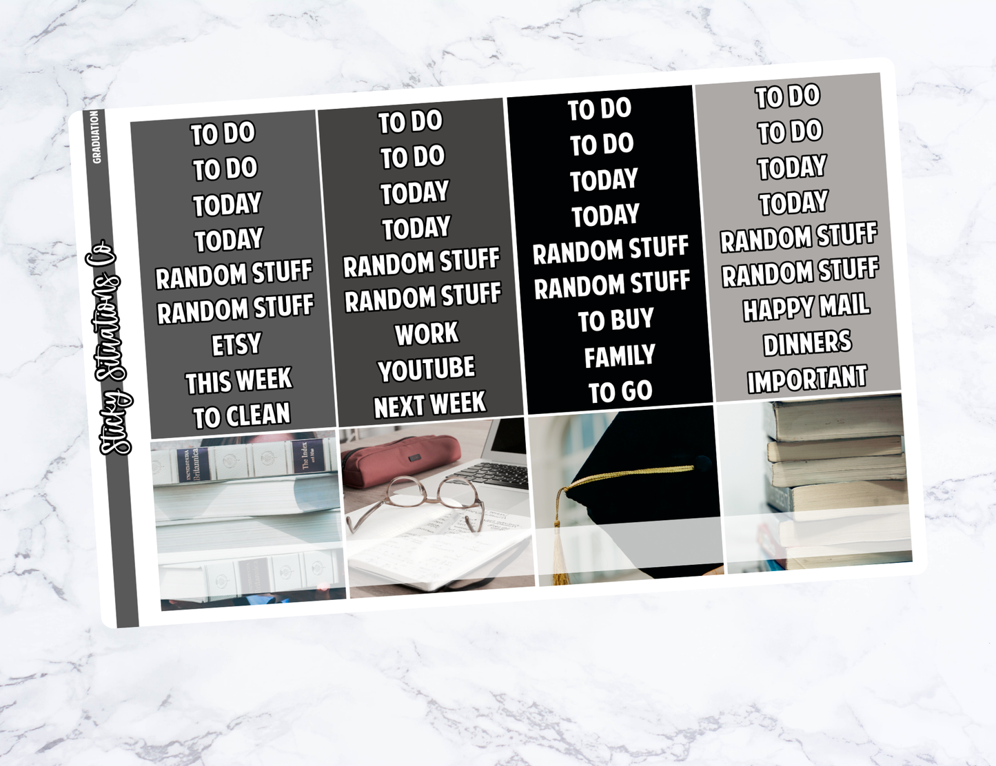 Graduation Full Vertical Planner Sticker Kit – Fun Matte Stickers for Weekly Layouts | Perfect for Graduation Planning