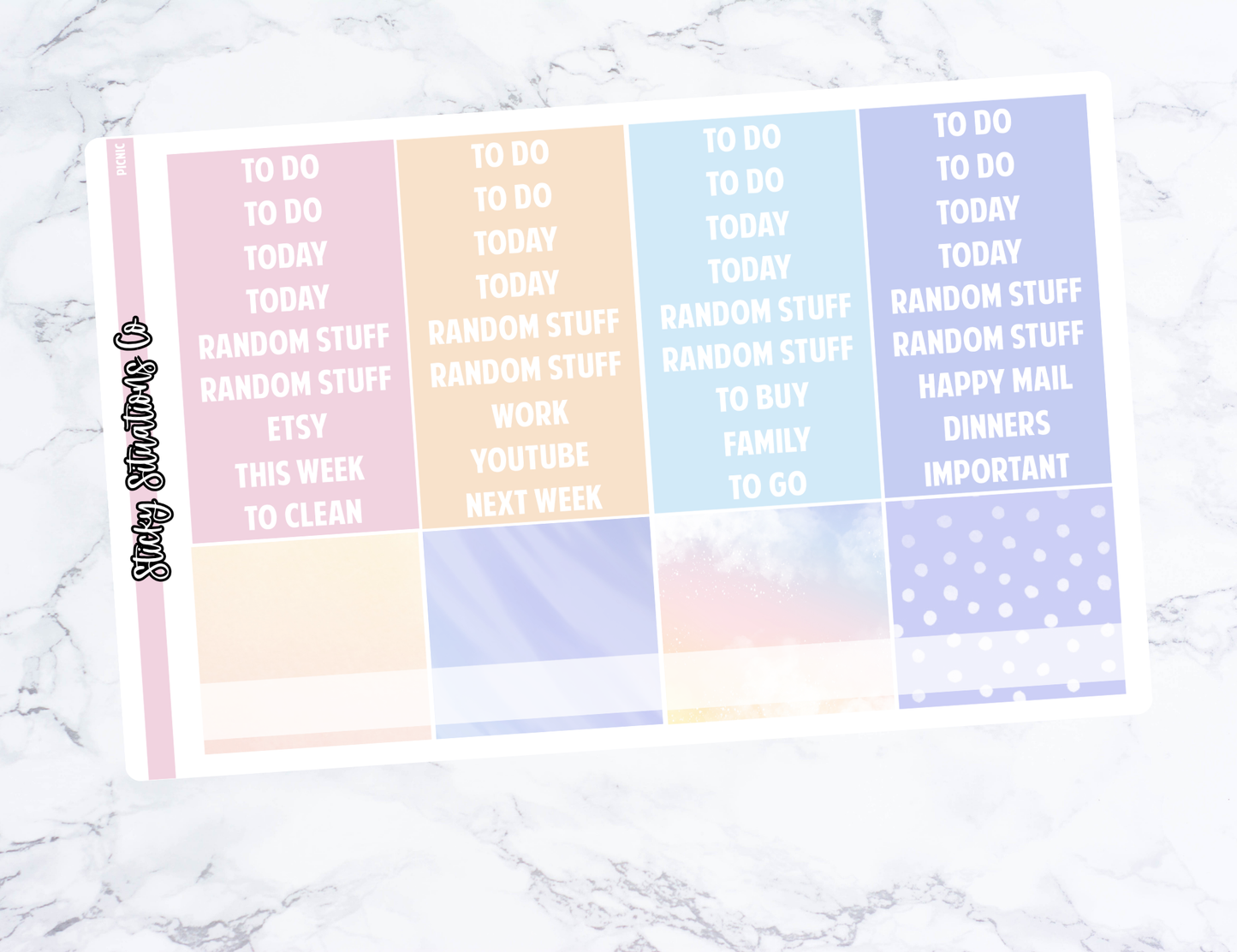 Picnic Full Vertical Planner Sticker Kit – Fun and Bright Matte Stickers for Weekly Layouts | Perfect for Every Day Planning