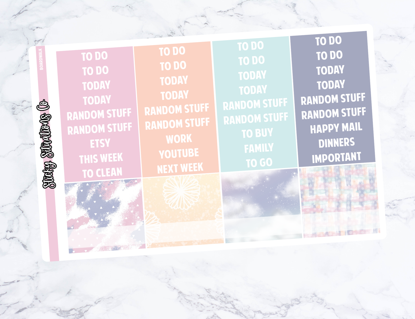 Boardwalk Full Vertical Planner Sticker Kit – Fun and Bright Matte Stickers for Weekly Layouts | Perfect for Every Day Planning