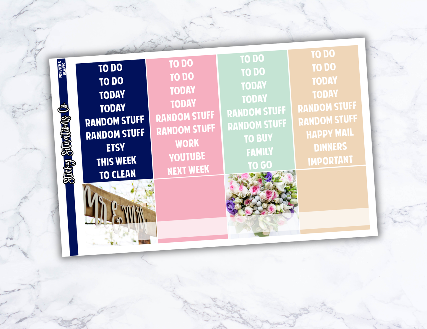 Forever and Always Full Vertical Planner Sticker Kit – Fun and Bright Matte Stickers for Weekly Layouts | Perfect for Wedding Planning