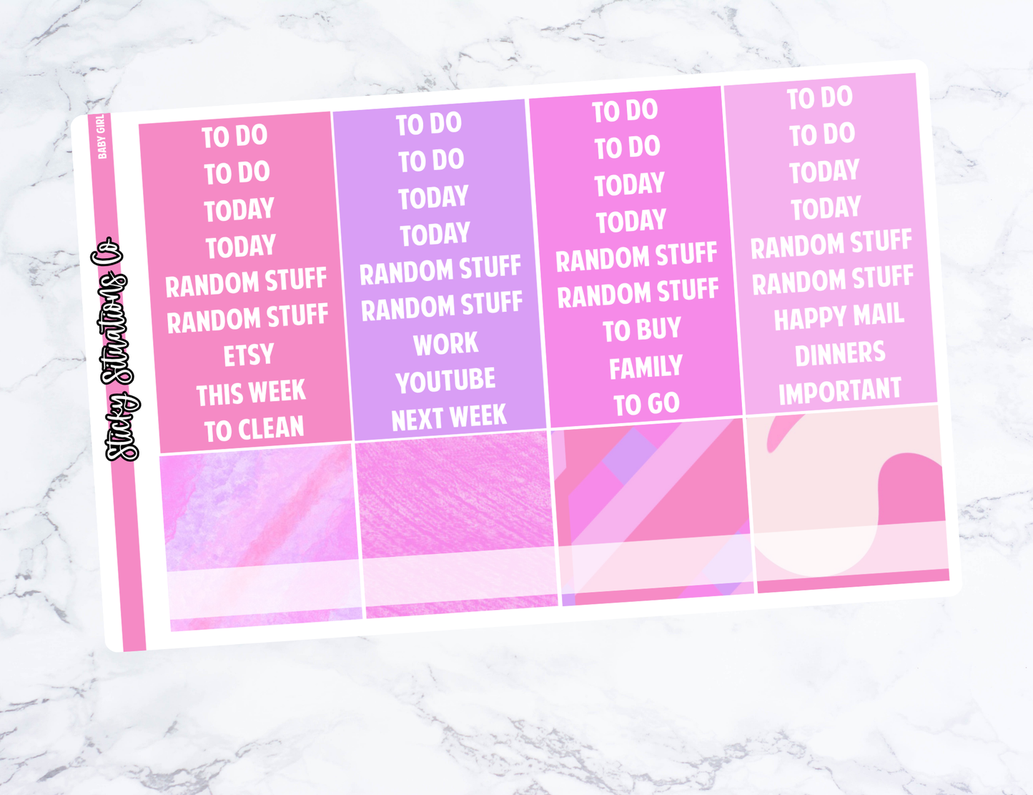 Baby Girl Full Vertical Planner Sticker Kit – Fun Matte Stickers for Weekly Layouts | Perfect for Baby Planning