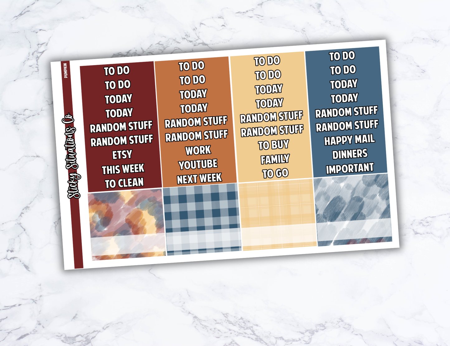 Pumpkin Full Vertical Planner Sticker Kit – Fun and Bright Matte Stickers for Weekly Layouts | Perfect for Fall Planning