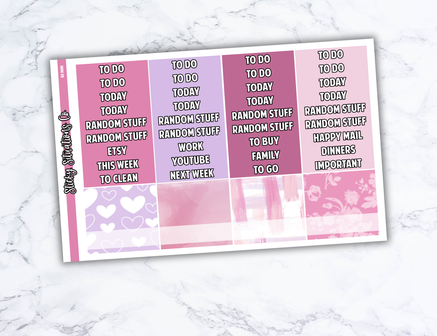 Be Mine Full Vertical Planner Sticker Kit – Fun and Bright Matte Stickers for Weekly Layouts | Perfect for Valentine's Day Planning