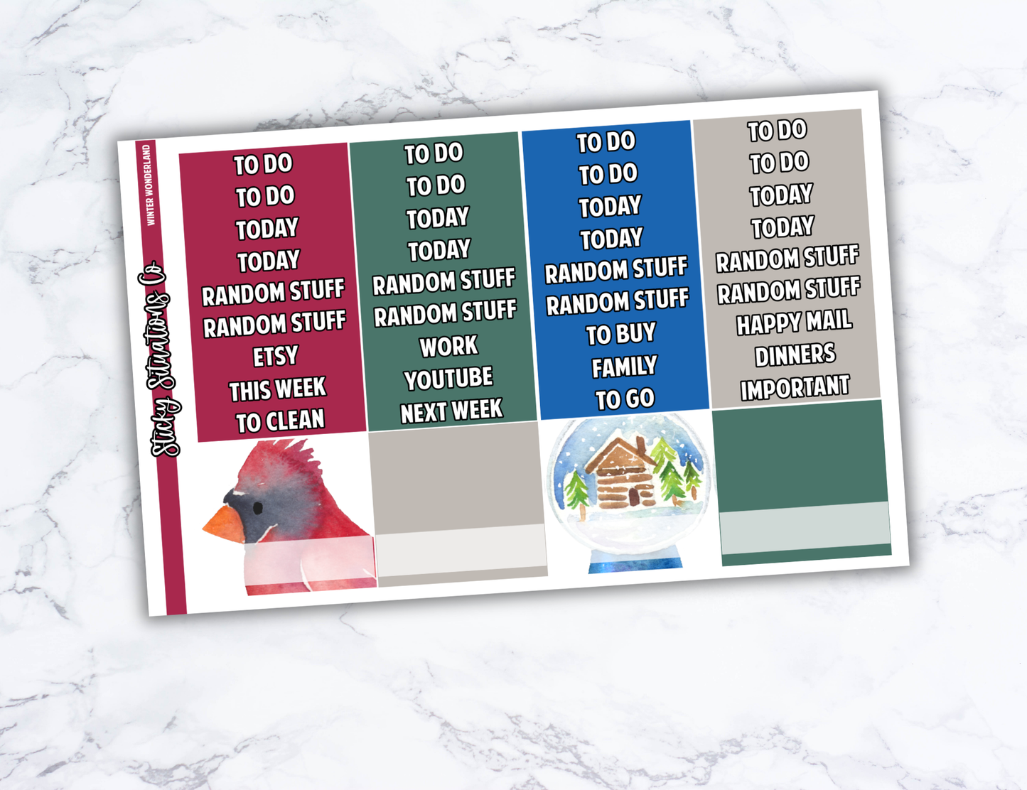 Winter Wonderland Full Vertical Planner Sticker Kit – Fun and Bright Matte Stickers for Weekly Layouts | Perfect for Winter Planning