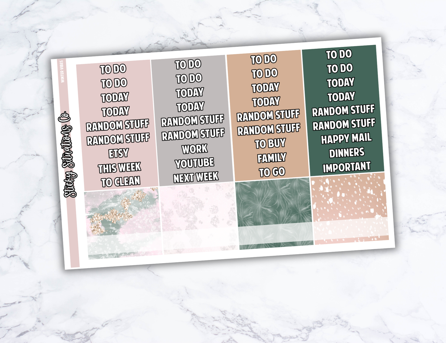 Winter Vibes Full Vertical Planner Sticker Kit – Fun and Bright Matte Stickers for Weekly Layouts | Perfect for Winter Planning