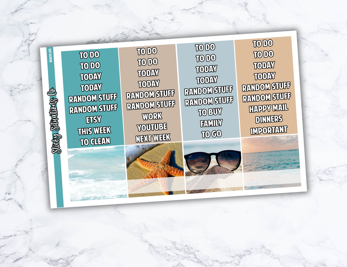 Beach Life Full Vertical Planner Sticker Kit – Fun and Bright Matte Stickers for Weekly Layouts | Perfect for Summer Planning