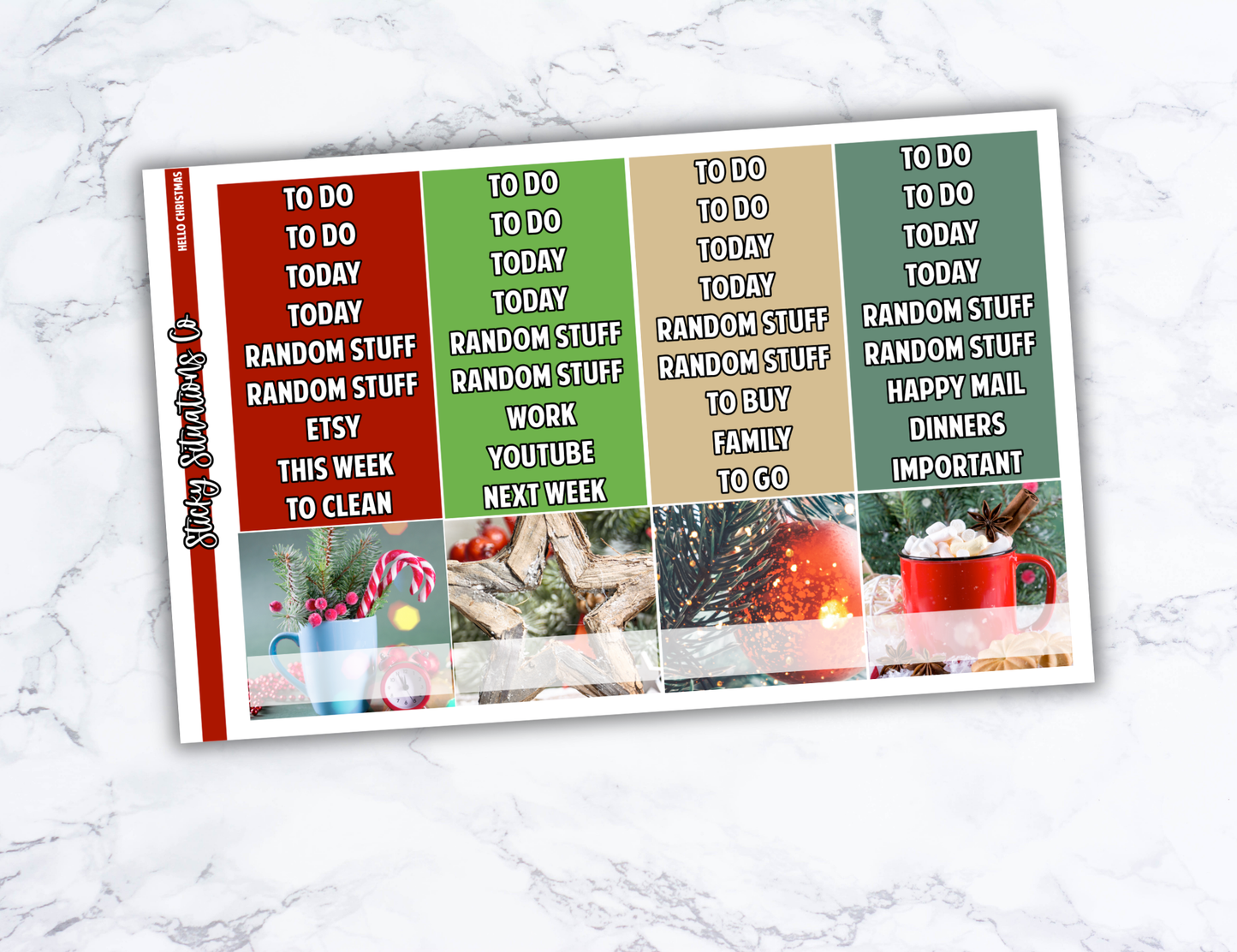 Hello Christmas Full Vertical Planner Sticker Kit – Fun and Bright Matte Stickers for Weekly Layouts | Perfect for Christmas Planning