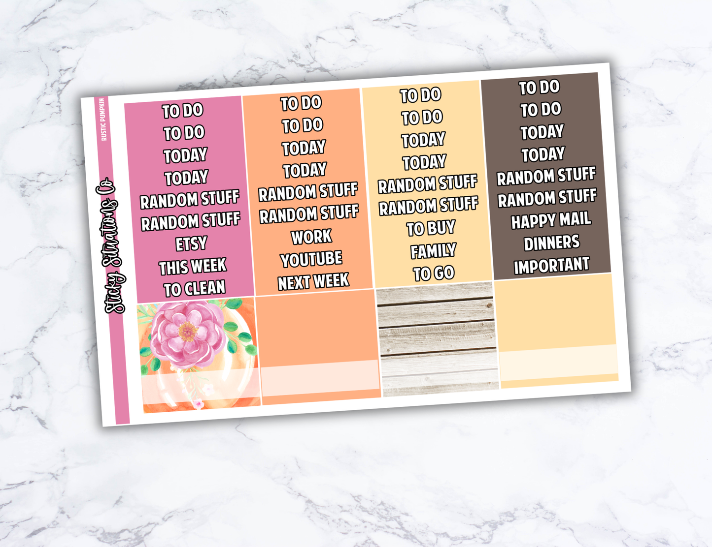 Rustic Pumpkin Full Vertical Planner Sticker Kit – Fun and Bright Matte Stickers for Weekly Layouts | Perfect for Fall Planning