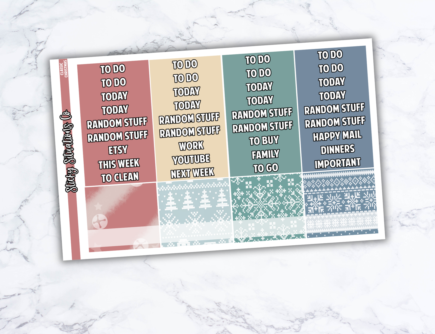 Classic Christmas Full Vertical Planner Sticker Kit – Fun and Bright Matte Stickers for Weekly Layouts | Perfect for Christmas Planning