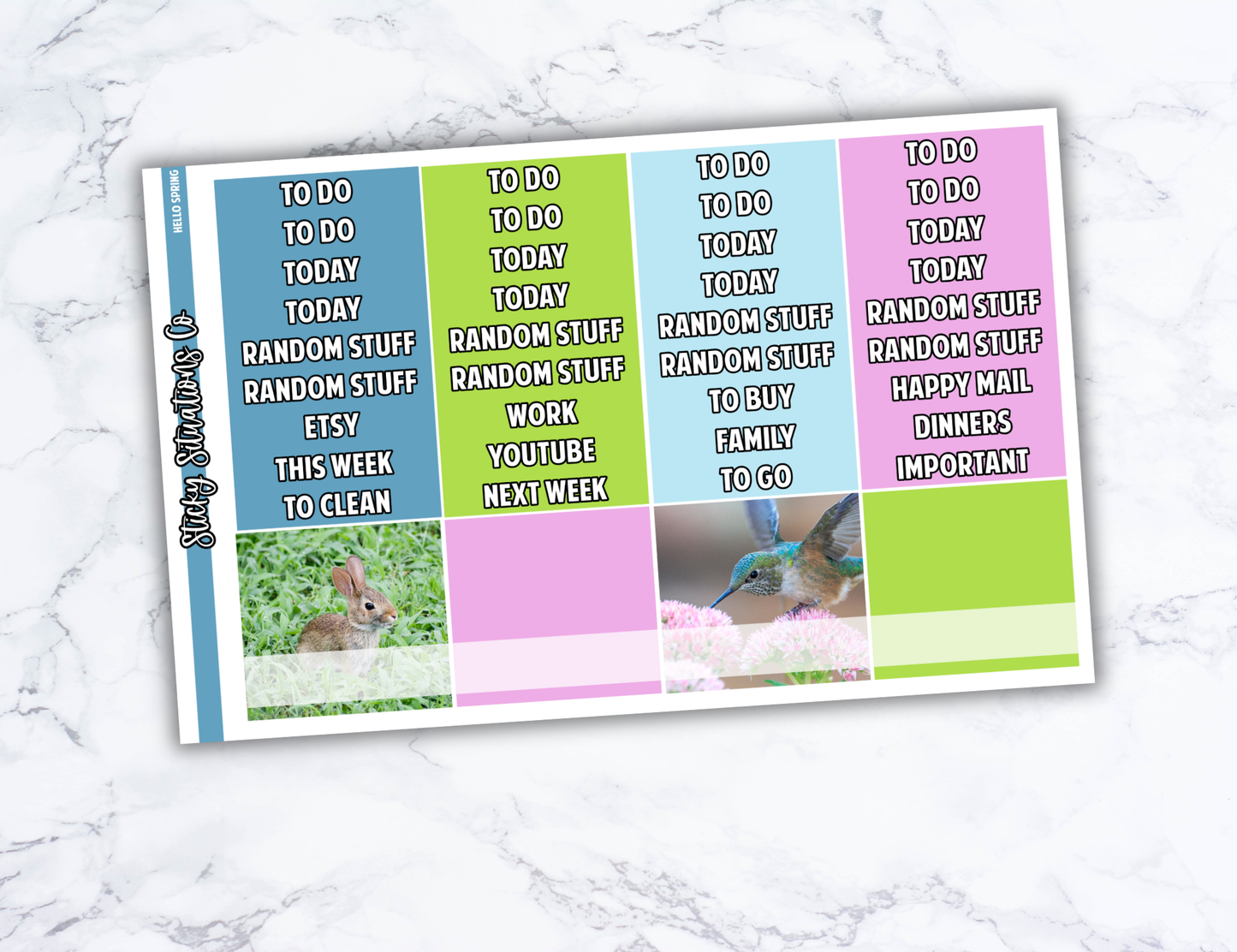 Hello Spring Full Vertical Planner Sticker Kit – Fun and Bright Matte Stickers for Weekly Layouts | Perfect for Spring Planning