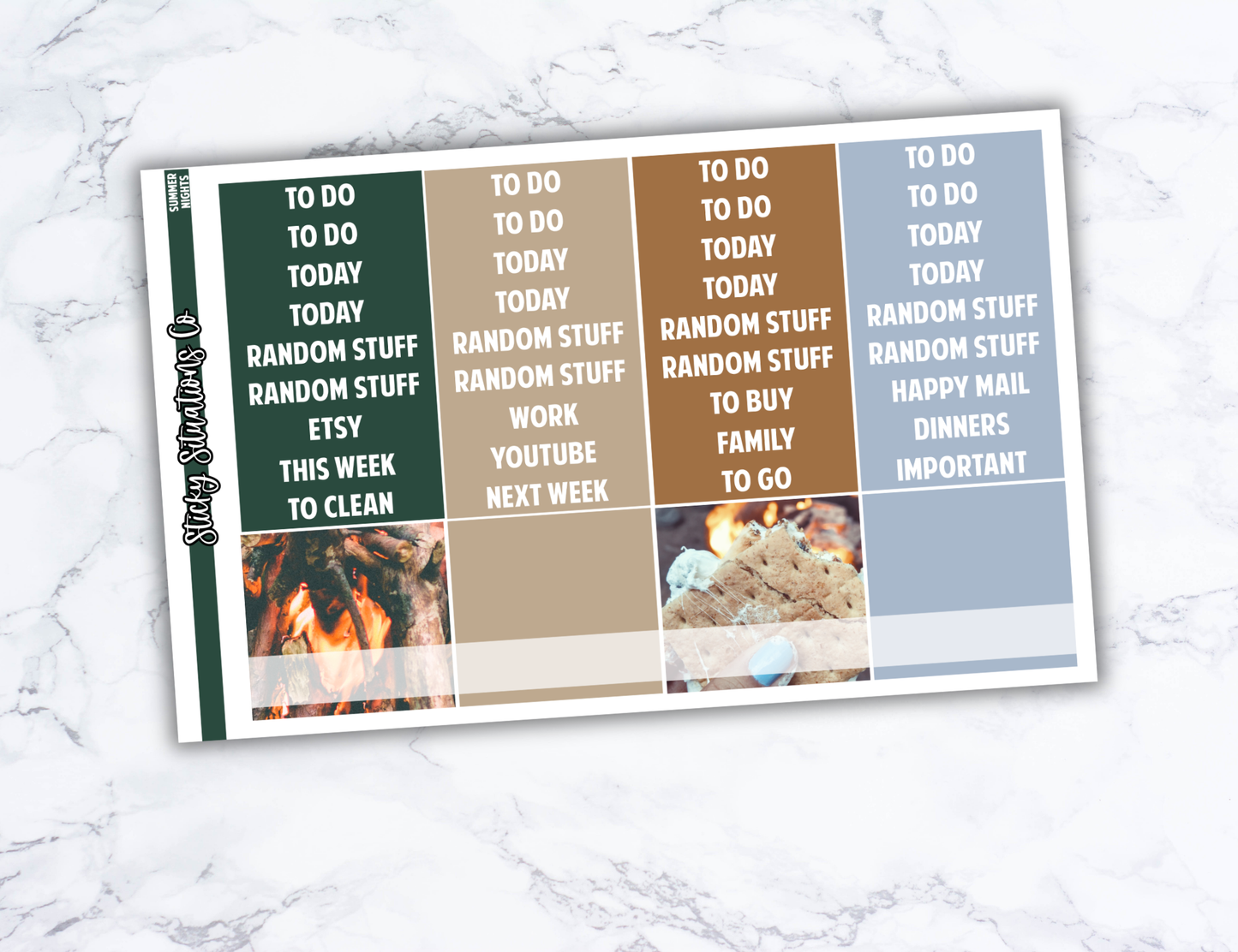 Summer Nights Full Vertical Planner Sticker Kit – Fun and Bright Matte Stickers for Weekly Layouts | Perfect for Summer Planning