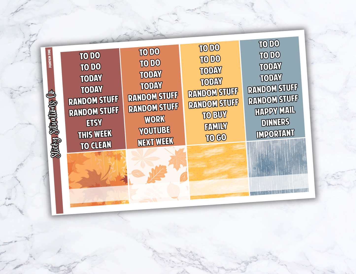 Pumpkin Time Full Vertical Planner Sticker Kit – Fun and Bright Matte Stickers for Weekly Layouts | Perfect for Fall Planning